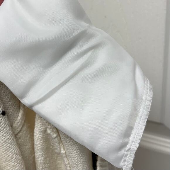 Holiday Poinsetta Sweater White Red Christmas Embroidered Cotton Blend Womens 2X - Picture 4 of 6